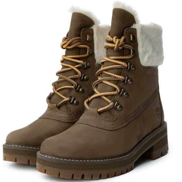 TIMBERLAND Women's Courmayeur Valley 6-Inch Waterproof Faux-Fur Boot (Olive) - Picture 2 of 5